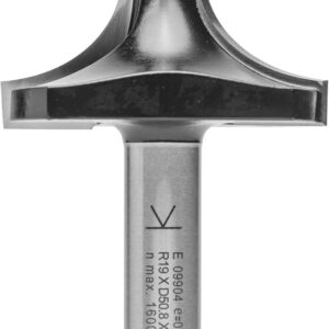 ENT 09904 Viertelstabfräser HW, Schaft (S) 12 mm, Durchmesser (D) 50,8 mm, NL 25,4 mm, R 19,05 mm, SL 45 mm, mit Kugellager