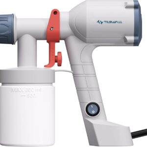 Tilswall Farbsprühsystem, Upgrade Ultra-leichte Elektrische Farbsprühgerät mit 600ml Farbbehälter, 2 Düsen & 3 Sprühmustern - Sprühpistole Für Wandfarbe, Schränke, Zäune, Türen, Möbel, Weiß