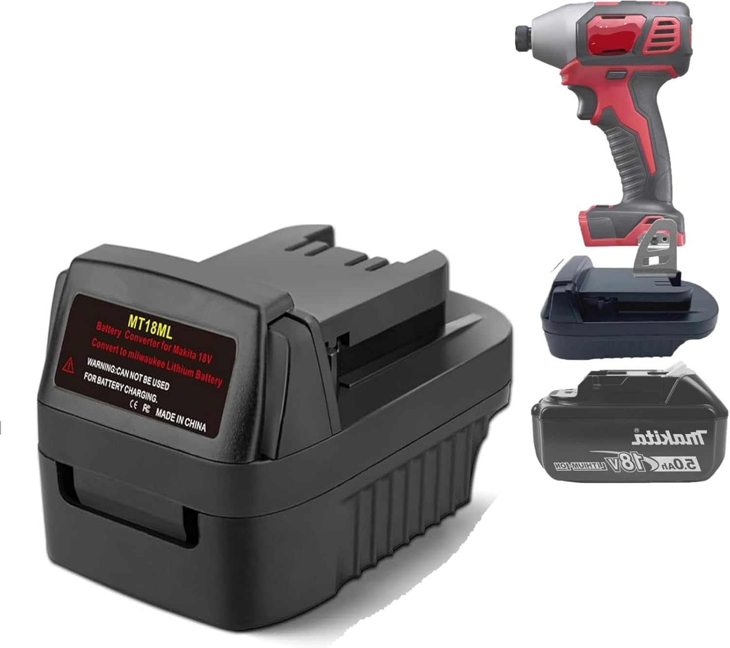 MT18MIL Akkuadapter für Makita auf Milwaukee, YUHDWRE-Adapter Konvertieren für Makita 18V LXT Akku auf Milwaukee 18V Elektrowerkzeuge(Keine Batterie)