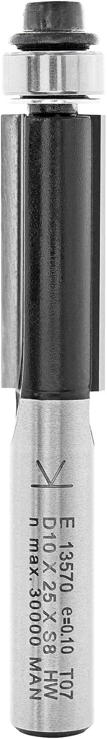 ENT 13572 Bündigfräser HW, Schaft (S) 8 mm, Durchmesser (D) 12 mm, NL 25 mm, GL 65,9 mm, SL 32 mm, mit Kugellager, Oberfräser für die Holzbearbeitung – Bild 5