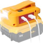 USB Akku Adapter für Dewalt 18V Akku, LED Arbeitslicht Konverter mit Dual-USB-Ladeanschlüssen & DC-Port, Kabellose Taschenlampe (Nur Adapter)