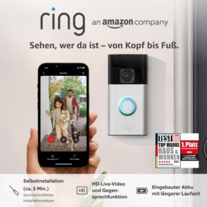 Ring Akku-Videotürklingel (Battery Video Doorbell) (2024) | WLAN-Videotürklingel-Sicherheitskamera, Selbstinstallation (in 5 Minuten) | mit eingebautem Akku I Privatsphäre-Einstellungen