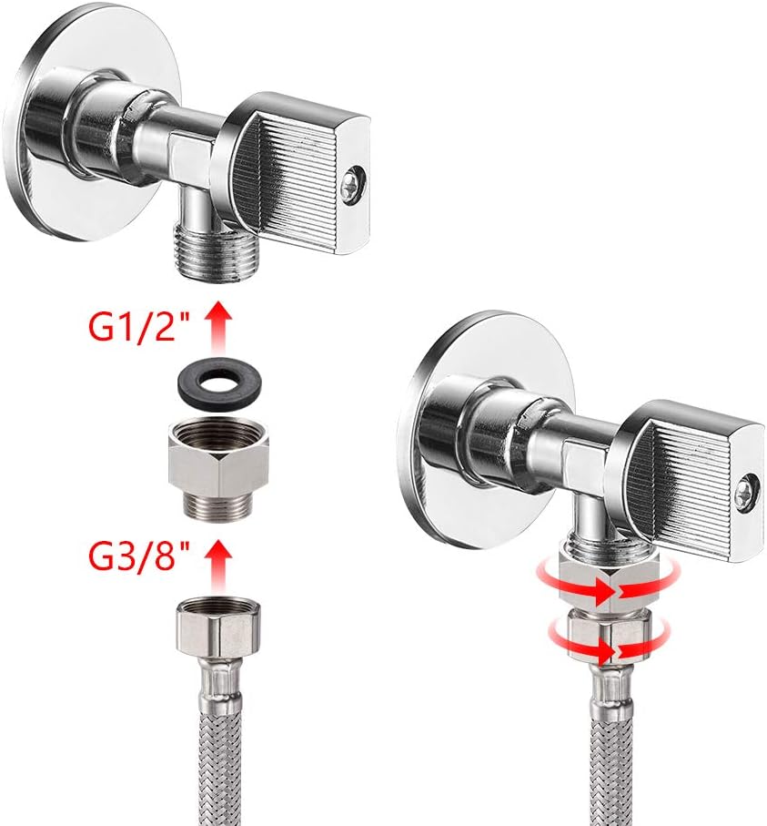 Ibergrif 2 Pack Reduzierstück 1/2 auf 3/8 - Muffennippel Edelstahl, Gewindefitting mit 2 Dichtring, Reduzierverlängerung Universal, Anti-Rost, IG x AG für Wasser, Gas, Chrom – Bild 3