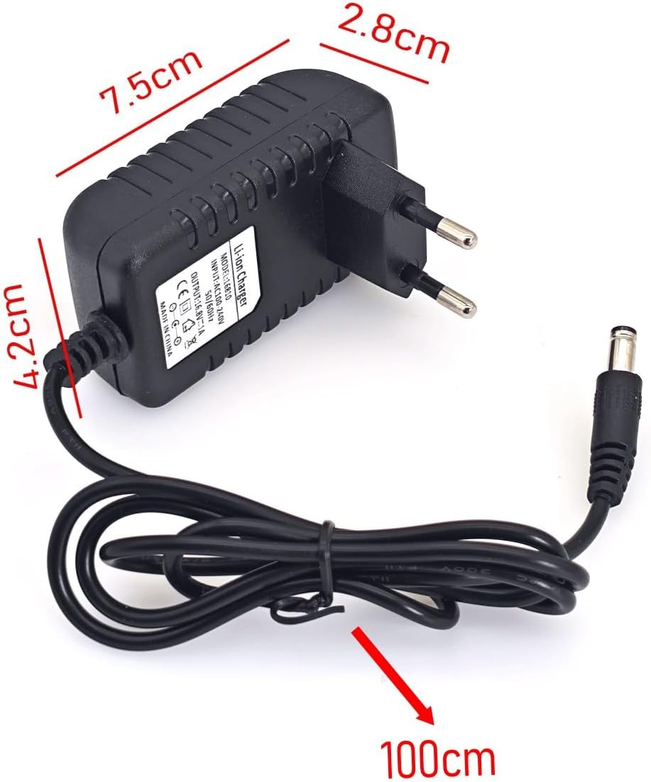 JZK DC 16.8V 1A AC Adapter Ersatz, Li-Ionen Lithium Akku Ladegerät, maximale 16.8W Stromversorgung, Ladestecker – Bild 3