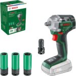 Bosch Akku-Drehschlagschrauber UniversalImpactDrive 18V-350 (kraftvolles Schrauben und Befestigen im Bauwesen; max. Drehmoment: 350 Nm; Sechskantadapter; Mutternschlüsselsatz; ohne Akku)