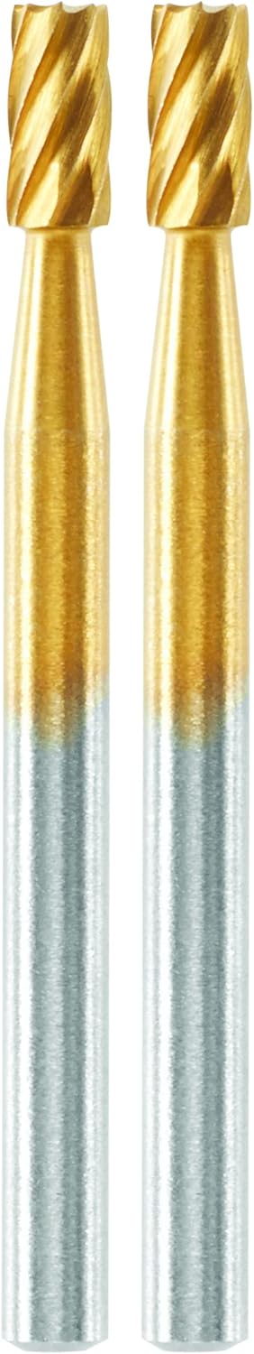 Dremel MAX Hochgeschwindigkeits-Fräsmesser (194DM) 2 Hochgeschwindigkeits-Fräsmesser mit Titanbeschichtung zum Schnitzen und Gravieren, 3,2 mm, max. Lebensdauer