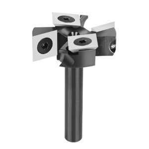 SpeTool Planfräser 8mm Schaft 38.1mm Durchmesser Planfräser für Oberfräse Hobelfräser für holz mit Wendeplatten 2+2 Flöten CNC Fräser Flächenfräser Abflachfräser Oberflächenbit