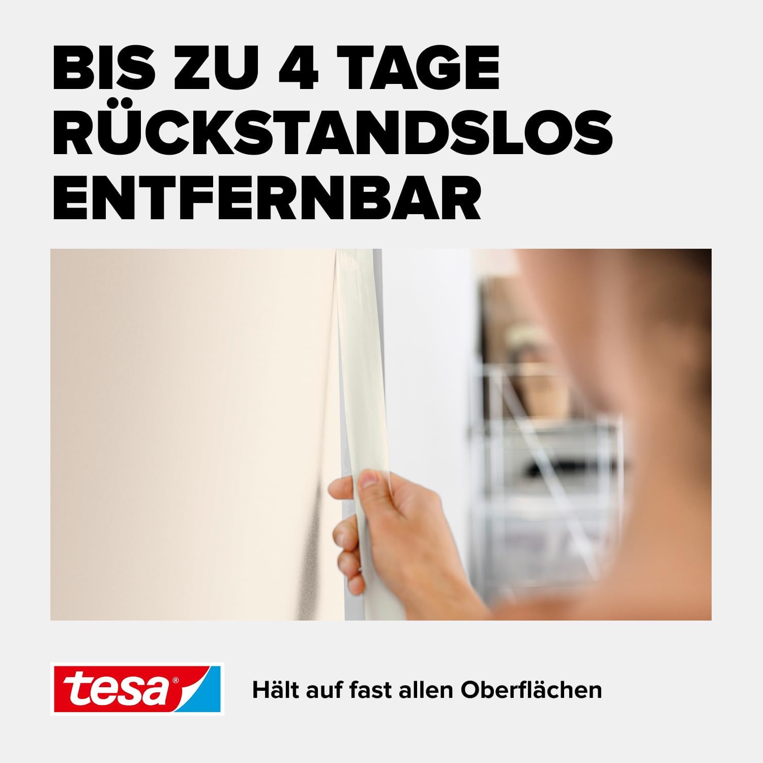 tesa Malerband ECONOMY - Vielseitiges Klebeband für Malerarbeiten ohne Lösungsmittel - Bis zu 4 Tage nach Gebrauch rückstandslos entfernbar, 5x 50 m x 30 mm – Bild 4
