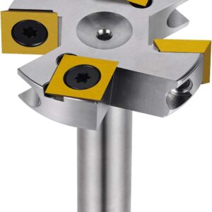 SpeTool Vernickelt Planfräser 12mm Schaft 45mm Schnittdurchmesser Planfräser für Oberfräse Flächenfräser mit ATS Beschichtung Wendeplatten 2+2 Flöten CNC Fräser holz Abflachfräser Oberflächenbit