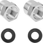 2 Stück Reduzierstück 1/2 auf 3/8, 2 Stück Adapter 1/2 auf 3/8 Zoll, Reduzierstück, Edelstahl Gewindefitting, Außengewinde-Innengewindeverbindungen, Geeignet für Industrie Usw Mit Lederring