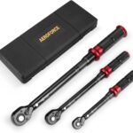AEROFORCE Drehmomentschlüssel 1/4" & 3/8" & 1/2", 3 teilig Drehmomentschlüssel Set 5-25Nm, 10-60Nm, 20-220Nm, ±3% Fehlergenauigkeit mit 72 Zähne Wende Ratschenkopf für Fahrrad, Auto, Motorrad