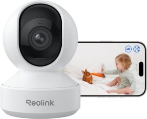 Reolink 4K PTZ WLAN Überwachungskamera Innen, 2,4/5 GHz Wi-Fi 6, Babyphone mit Kamera, 3X Optischer Zoom, Auto-Tracking, Indoor Kamera für Kids, Hundekamera, Mensch/Haustier/Schreierkennung, E1 Zoom