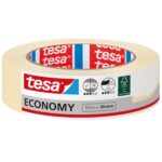 tesa Malerband ECONOMY - Vielseitiges Klebeband für Malerarbeiten ohne Lösungsmittel - Bis zu 4 Tage nach Gebrauch rückstandslos entfernbar, 50 m x 30 mm
