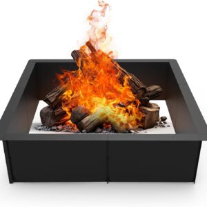 LIANTRAL Feuerstellenring, Quadratischer Feuerschalenringeinsatz für Holzverbrennung im Freien, 86 cm außen 76 cm innen, große Feuerschalen für den Garten, Camping