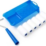 Mister Rui Farbroller Set Klein, Farbroller Klein 5cm, Schaumstoff Farbroller Abdeckungen, 2 Zoll Lackierwalze, Mini Farbroller, Farbrollerrahmen und Farbwanne für Möbel Malerei und