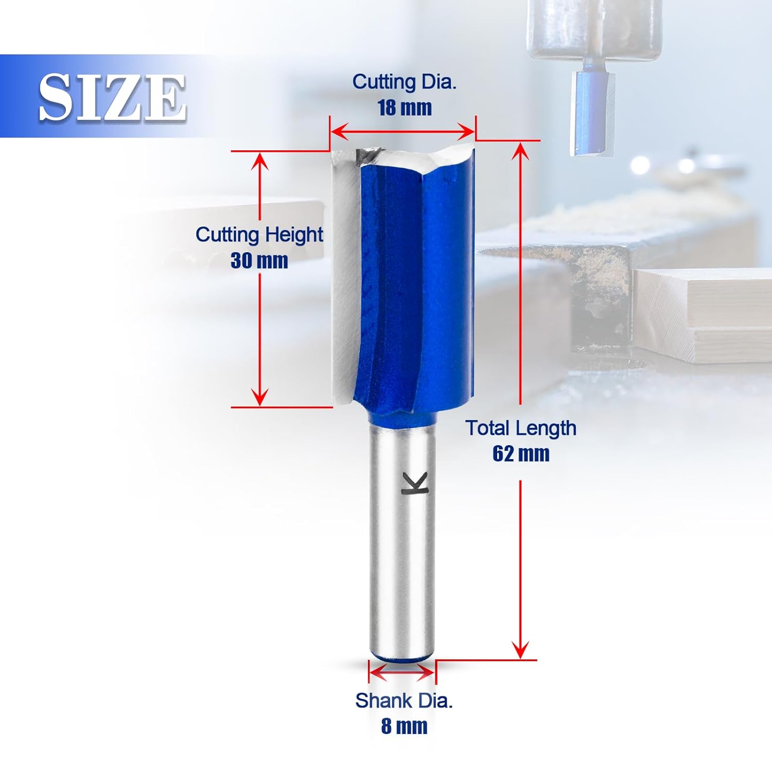 ASNOMY 18mm Nutfräser 8mm Schaft,Hartmetall Fräser Router Bits, Gerade holzfräser Router Bit Set, Fräsen Werkzeug für Holzbearbeitung – Bild 2