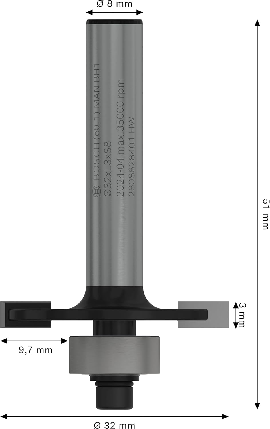 PRO Router Bit Slotting, L 3, Shank 8 mm – Bild 3