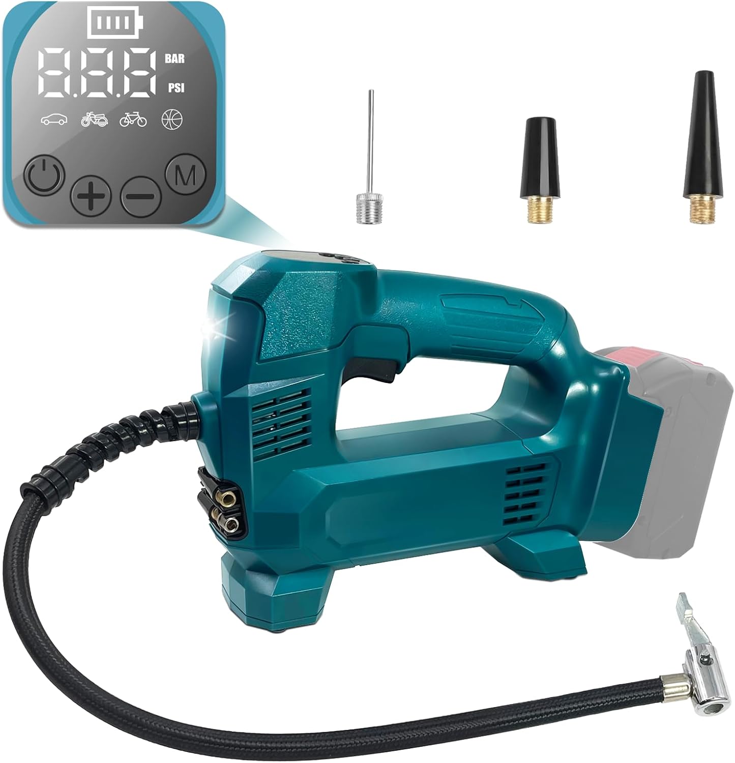 Akku Kompressor Inflator für Bosch Professional 18V System Akku, 150PSI tragbare Luftkompressor mit digitalem Manometer für Auto, Motorrad, Fahrrad Bälle(Keine Batterie)