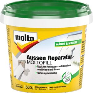 Molto Aussen Reparatur Moltofill, Aussen-Fertigspachtel für kleine Ausbesserungsarbeiten, Weiß, 500 g