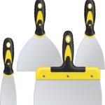Spachtel Set, 4 Stück Spachtel Werkzeug aus Edelstahl mit Kunststoffgriff, Malerspachtel für Tapeten & Wände(50mm, 100mm, 150mm, 200mm)