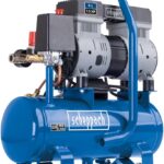 Scheppach HC08Si Ultra Silent Kompressor klein | 8bar | 6L Kessel | 1,5PS / 1100W | ölfrei & wartungsarm | Ansaugleistung 162 L/min | Leise Kompressor mit 67,4 db(A) | Druckminderer & Schnellkupplung