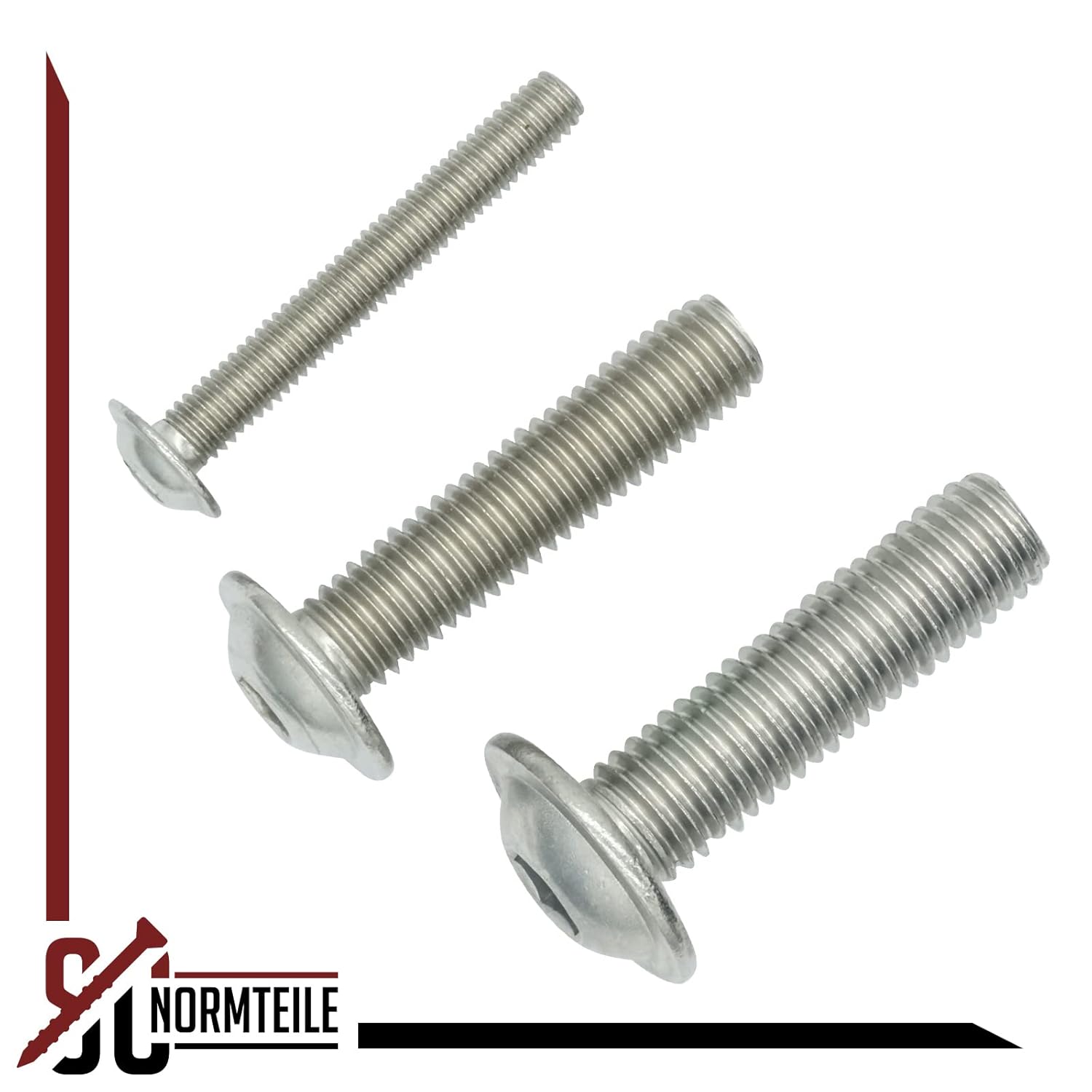 Linsenkopfschrauben mit Flansch und Innensechskant (ISK) - M6x30 - (100 Stück) - ISO 7380-2 - rostfreier Edelstahl A2 V2A - Vollgewinde - Flanschschrauben - Flachkopfschrauben - SC7380-2 – Bild 3