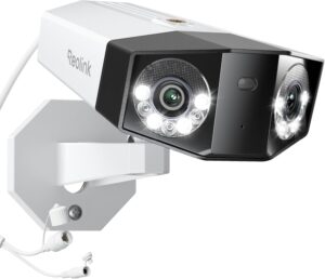 Reolink 16MP UHD Dual-Objektiv PoE Überwachungskamera außen mit 180° Panoramaansicht, Bewegungsspur, Farb-Nachtsicht, Personen-/Fahrzeug-/Tiererkennung, 2-Wege-Audio, 24/7 Aufzeichnung, Duo 3 PoE