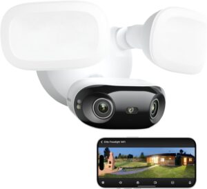 Reolink Elite Floodlight WiFi, 4K Wi-Fi 6 Überwachungskamera Aussen mit 3000 Lumen Flutlicht, Dimmbares Licht(3000K~6500K), WLAN Kamera Outdoor, Lokale KI-Videosuche, 180° Panoramablick, KI-Erkennung