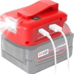 USB Akku Adapter für Milwaukee M18 18V Akku, Konverter mit Dual-USB-Ladeanschlüssen, DC 12V Port, Kabellose Taschenlampe & LED Arbeitslicht (Nur Adapter)