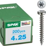 SPAX Universalschraube aus Edelstahl rostfrei A2, 4,0 x 25 mm, 200 Stück, T-STAR plus, Halbrundkopf, Vollgewinde, 4CUT, 0207000400253