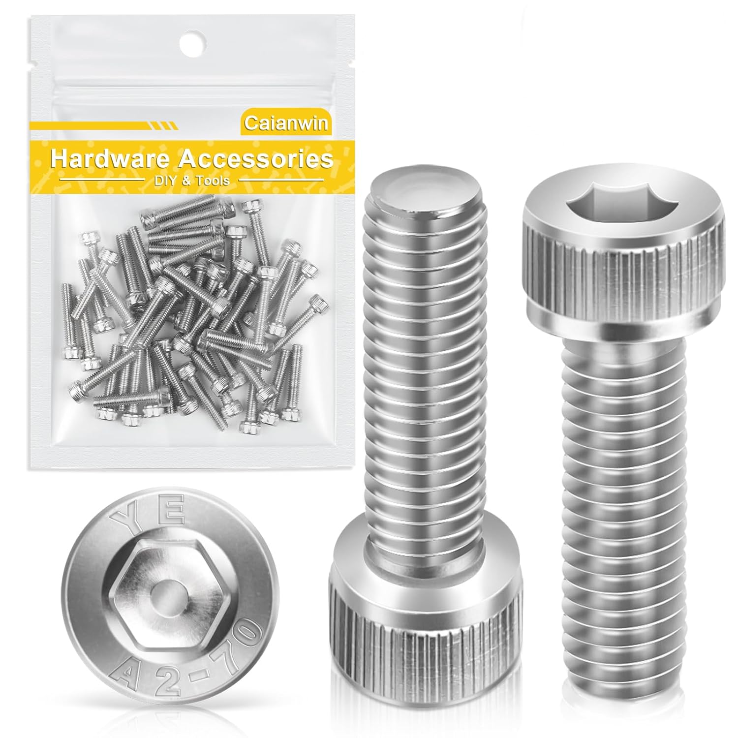 M4*20mm Zylinderschrauben mit Innensechskant 50 Stück,Caianwin DIN 912 Edelstahl(A2 V2A)Schrauben für Industriemaschinen,Kraftfahrzeuge,Bauwesen