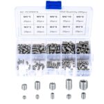 HAOCHEN 200 Stück M3 M4 M5 M6 M8 Gewindestifte, Sechskantkopf, Imbusschlüssel set, Hex Grub Kopf Maschinenschraube Schraube, Edelstahl Schrauben Set