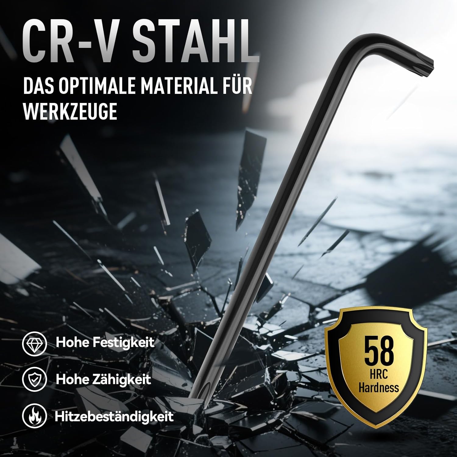 DISEN 22-teilig Innensechskant-Schlüssel-Set,13-tlg mit Kugelkopf, Innensechskant LANG, 1,27 bis 10 mm & 9 Stück TORX Innensechskant Satz T10-T50 Langarm Sternschlüssel Satz Chrom Vanadium Stahl – Bild 3