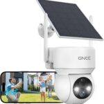 GNCC Solar Überwachungskamera Aussen Akku, 1080P Outdoor WLAN Kamera Überwachung Aussen mit Farb-Nachtsicht, PIR Bewegungsmelder, 360° PTZ, Zwei-Wege-Audio, 2.4 GHz WLAN