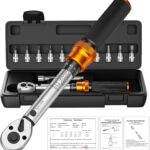 13TLG Klein Drehmomentschlüssel Fahrrad 3-25NM, 1/4 Zoll Torque Wrench Set, 72 Zähne Umschaltknarre, Ratschenkasten inklusive mit Verlängerungsstange 10 cm, Innensechskant und Torx Bit Buchse