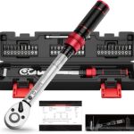 VANPO Drehmomentschlüssel 1/4 Zoll,1-25NM, 32-tlg Klein Drehmomentschlüssel Fahrrad & Motorrad Set mit Verlängerungsstange,Sechskant,Torx & Kreuzschlitz,72 Zähne,für Fahrräder, Mountainbike-Reparatur