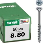 Holzbauschraube, 8 x 80 mm, 50 Stück, Teilgewinde, Senkkopf, T-STAR plus T40, 4CUT, WIROX - 0191010800805