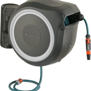 Gardena Wand-Schlauchbox RollUp M/L (weiß) 25 m: flexible Bewässerung für mittelgroße bis große Gärten, Schwenkbare Schlauchbox, inkl. 25 m Gardena Qualitätschlauch und Montagehilfe (18622-20)