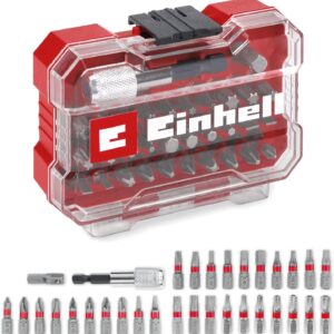 Original Einhell XS-CASE 32-tlg. Bit-Set (25-mm-Bits, 60-mm-Schnellwechselbithalter, Adapter mit Hex zu 1/4" Antrieb inkl. Aufbewahrungsbox)
