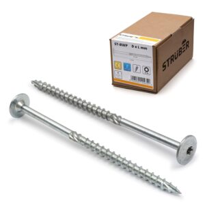 Tellerkopfschrauben mit Torx-Antrieb (6,0 x 160 mm / 100 Stk. / TX-30) Holzschrauben für Dachkonstruktionen - verzinkte Konstruktionsschrauben - Sparrenschrauben - BIT incl