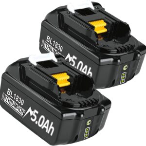 2X 18V 5000mAh Ersatzakku für Makita Akku 18V BL1830 BL1830B BL1850 BL1850B BL1860 BL1860B BL1840 BL1835 BL1845 BL1820 LXT-400 Werkzeugakkus