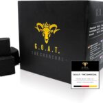 G.O.A.T Kokosnuss Kohle 1 kg 100% Kokusnussschale geruchlos geschmacklos, dampfarm & umweltfreundlich - perfekt für Lange Grill-Sessions im freien und unterwegs - Premium Ware