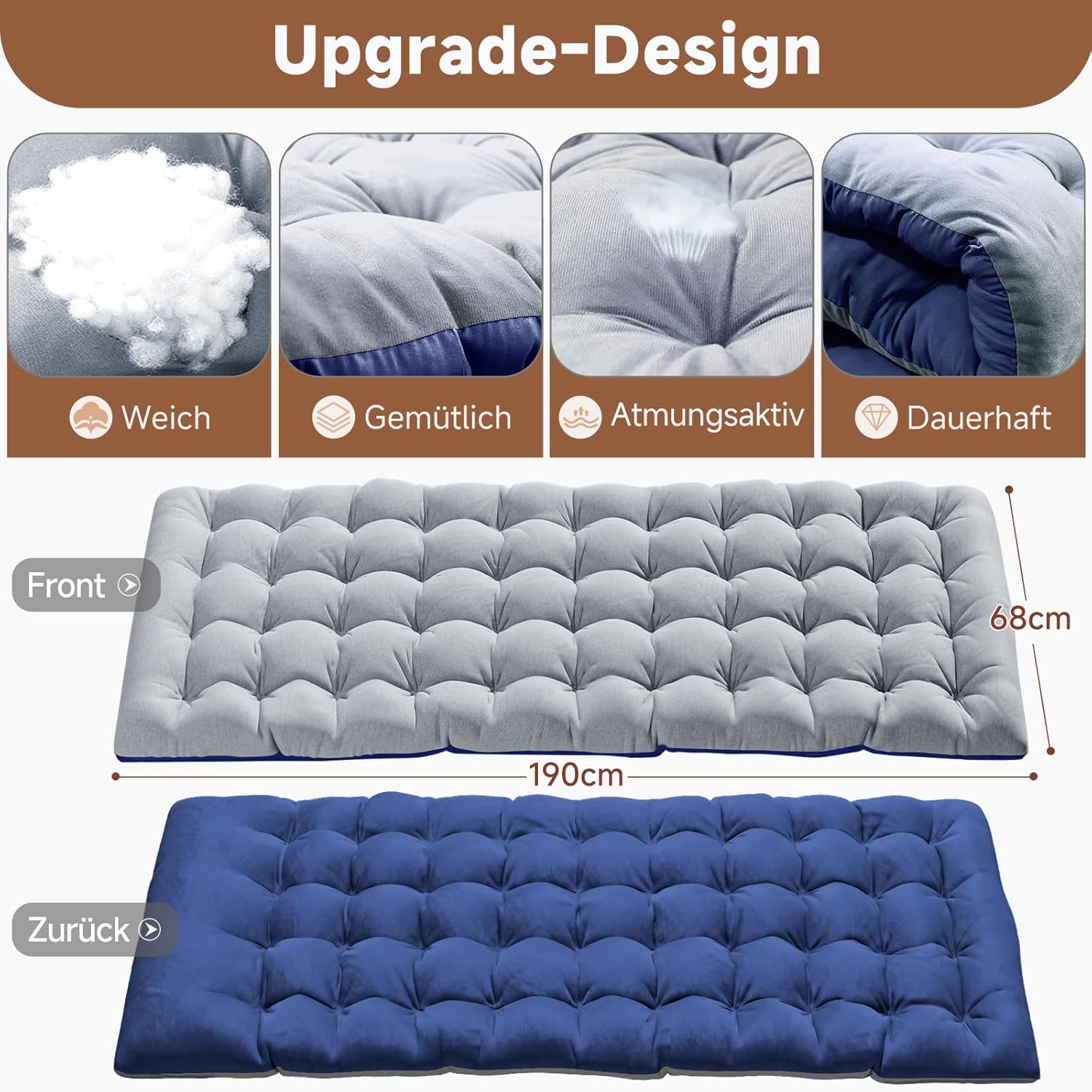 MOPHOTO Sonnenliege, Faltbare Sonnenliege für den Garten mit Matratze, verstellbare Rücken- und Beinauflagen, tragbar, für drinnen und draußen, zusammenklappbar(Grünes Kinderbett, Graue Matte) – Bild 3