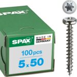 SPAX Universalschraube aus Edelstahl rostfrei A2, 5,0 x 50 mm, 100 Stück, T-STAR plus, Halbrundkopf, Vollgewinde, 4CUT, 0207000500503
