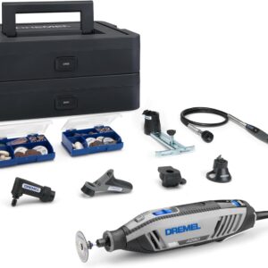 Dremel 4250 Multitool 175W, variable Drehzahl 5.000-35.000 U-min, Multitool-Kit mit 6 Aufsätzen, 1 Dremel BOX, 128 Zubehörteile zum Schneiden, Gravieren, Schleifen, Schärfen, Bohren, Fräsen
