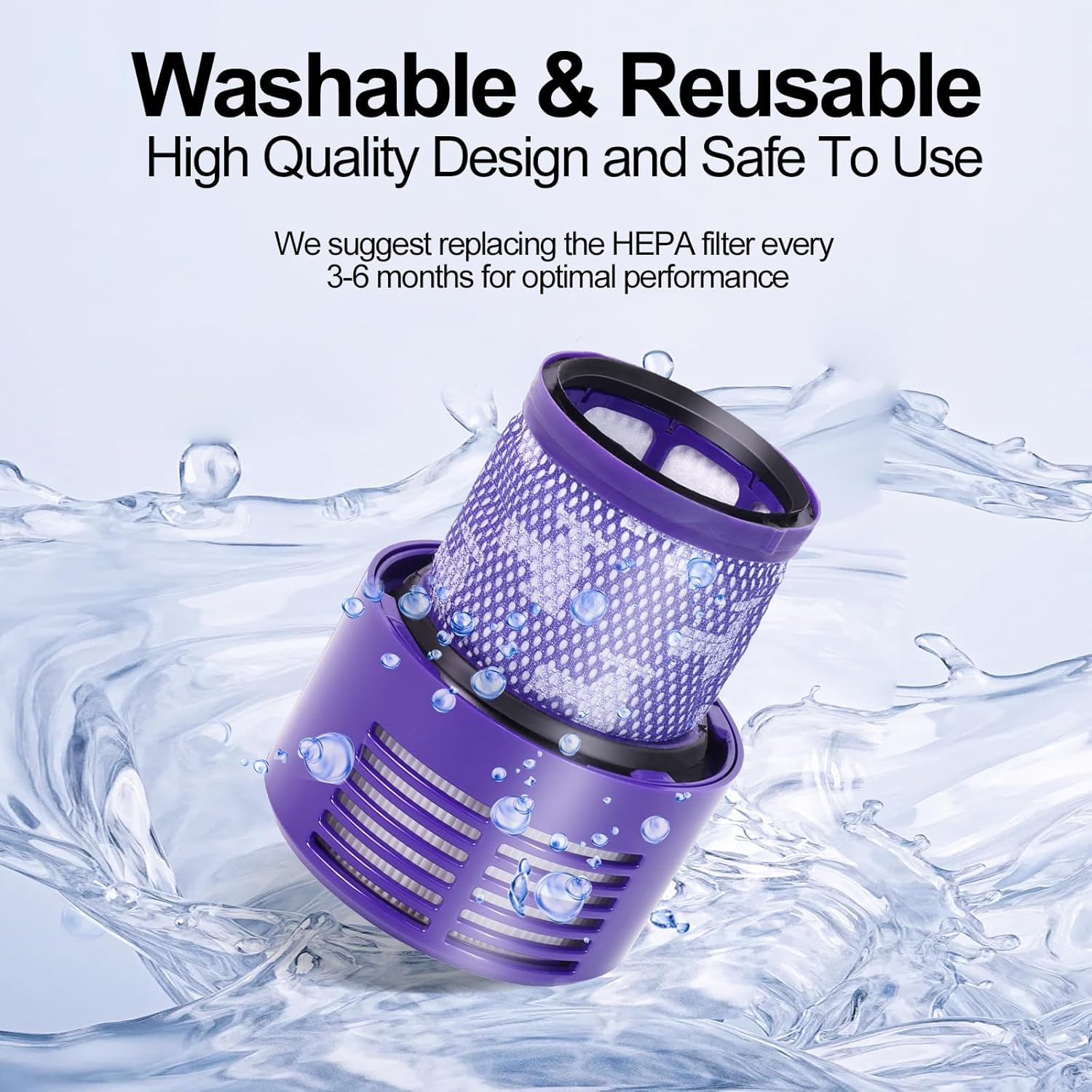 Ersatzfilter für Dyson Cyclone V10 SV12, 2 Pack Filter & 1 Reinigungsbürste Kompatibel mit Dyson Cyclone V10 Animal Absolute Motorhead SV12, Ersetzt Teil # 969082-01 – Bild 2