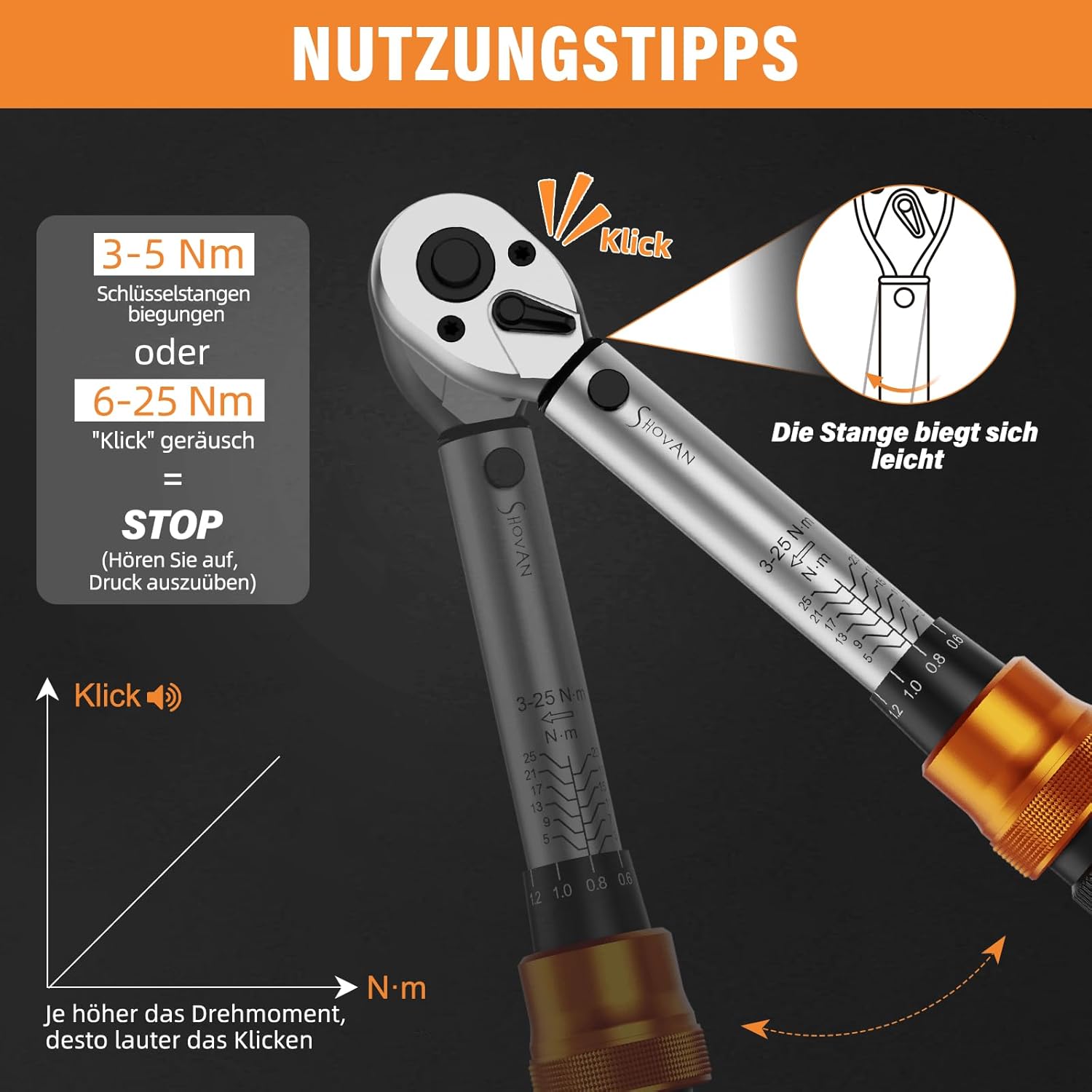 13TLG Klein Drehmomentschlüssel Fahrrad 3-25NM, 1/4 Zoll Torque Wrench Set, 72 Zähne Umschaltknarre, Ratschenkasten inklusive mit Verlängerungsstange 10 cm, Innensechskant und Torx Bit Buchse – Bild 3