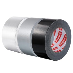 3er Rolle Panzertape, 48mm x 18m Wasserdichtes Reparaturband 210μ Gewebeband Schwarz Klebeband für Innen Außen Haushalt Gärten Baustellen