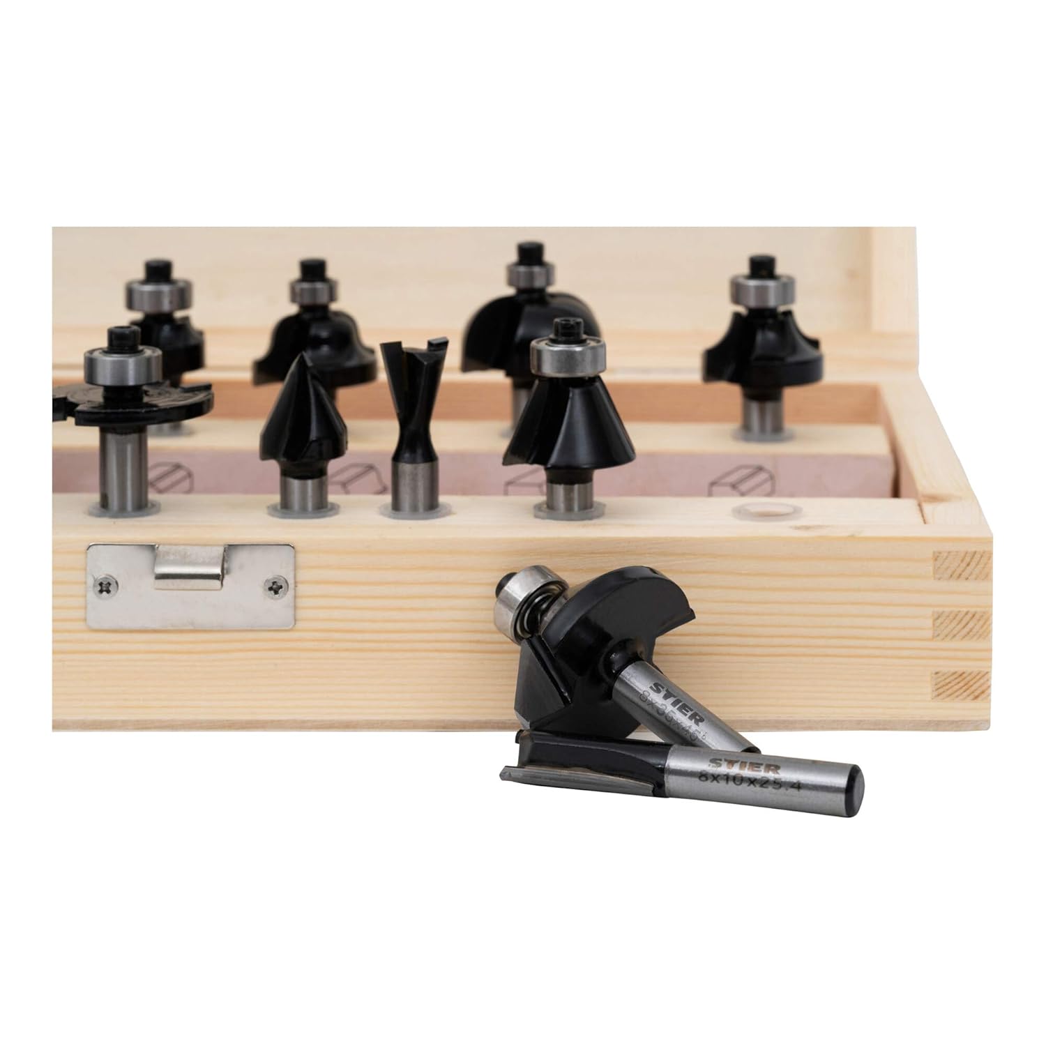 STIER Fräsersortiment, 15-teilig, 8 mm, Holzfräser, Fräser für Oberfräsen, Fräser Set – Bild 5