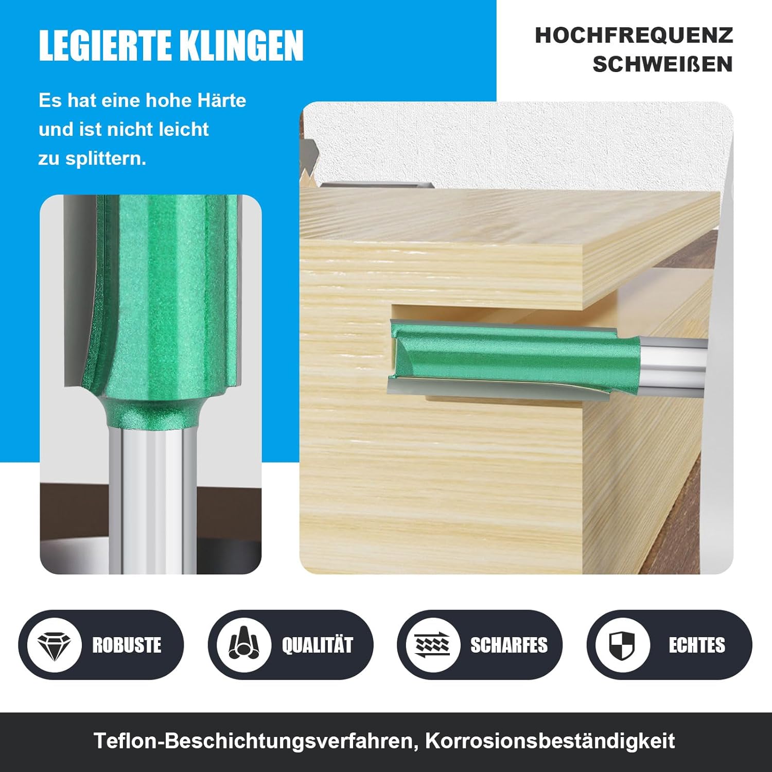 8mm Schaft Bündigfräser,Ø8mm Arbeitslänge 30mm,Hartmetall Klinge Handlich,langlebig und scharf für CNC Schaftfräser für Dichteplatte Massivholz – Bild 3